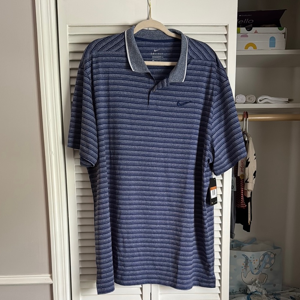 Nike Blue Polo Shirt Classic Striped Design
